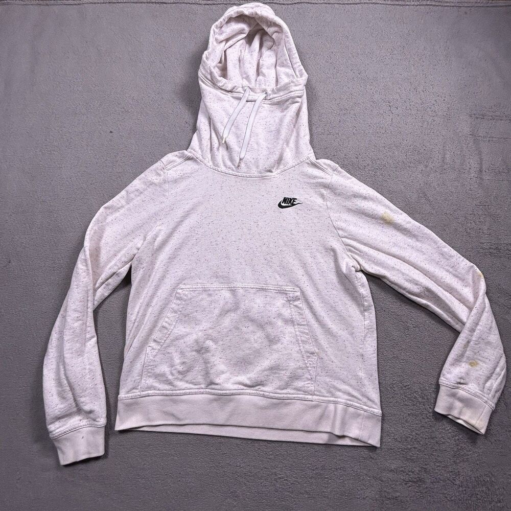 Nike Pullover Hoodie Womens S Cream Confetti Speckled Funnel Neck Sweatshirt